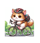 ロードバイクに乗ったかわいい子猫（個別スタンプ：23）