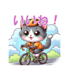 ロードバイクに乗ったかわいい子猫（個別スタンプ：24）