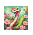 春の愛らしいヘビ：季節感あるスタンプ"（個別スタンプ：15）