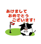 可愛い牛のゴルフ年賀状スタンプ【丑年】（個別スタンプ：2）