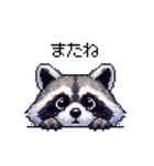 ドット絵 タヌキ 日常会話 40種（個別スタンプ：21）