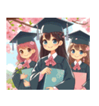 桜と卒業式（個別スタンプ：1）