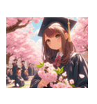 桜と卒業式（個別スタンプ：35）