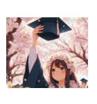 桜と卒業式（個別スタンプ：40）