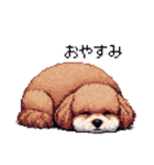 ぽちゃトイプードル 茶 ドット絵 日常会話（個別スタンプ：2）