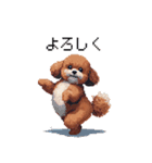 ぽちゃトイプードル 茶 ドット絵 日常会話（個別スタンプ：5）