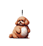 ぽちゃトイプードル 茶 ドット絵 日常会話（個別スタンプ：19）