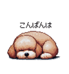 ぽちゃトイプードル 茶 ドット絵 日常会話（個別スタンプ：26）