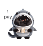 サメの着ぐるみを着た黒猫（個別スタンプ：11）