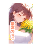 ミモザの花と女の子BIGスタンプ〈春〉（個別スタンプ：13）