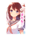 桜の花と女の子BIGスタンプ〈春〉（個別スタンプ：26）