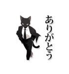 ホワイトカラー黒猫☆あいさつスタンプ（個別スタンプ：12）