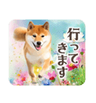 ❤水彩❤柴犬とお花の美しい写真スタンプ（個別スタンプ：10）