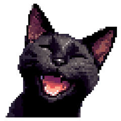 [LINEスタンプ] ドット絵 黒猫 40種 定番フレーズ クロネコ