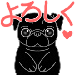 [LINEスタンプ] 動く黒パグ 2