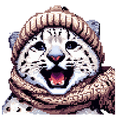 [LINEスタンプ] ドット絵 ユキヒョウ 冬 40種