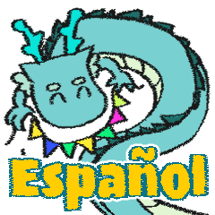 [LINEスタンプ] 使いやすいスペイン語のドラゴン（水色）