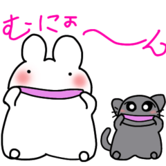 [LINEスタンプ] うさきちとにゃんこのオイの可愛いスタンプの画像（メイン）