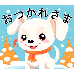 [LINEスタンプ] 真冬の白い子犬たち＊毎日使えるスタンプ