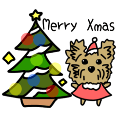 [LINEスタンプ] ほんわか犬のクリスマス♡ヨークシャテリア
