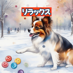 [LINEスタンプ] 雪だるまを作る犬のキャラクター