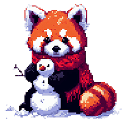 [LINEスタンプ] ドット絵 冬のレッサーパンダ 40種 定番