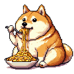 [LINEスタンプ] ドット絵 食べる柴犬 食欲旺盛 40種