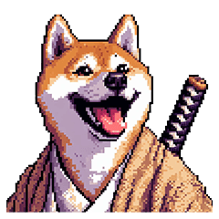 [LINEスタンプ] ドット絵 柴犬 侍 サムライしばいぬ