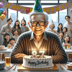[LINEスタンプ] 87歳の誕生日おめでとう、マサオさん♪