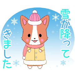 [LINEスタンプ] ちびコーギー1【冬①】