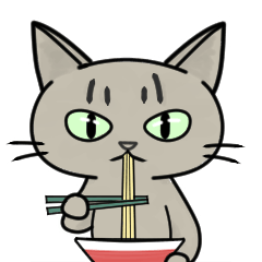 [LINEスタンプ] ラーメンを食べる猫 [改定版]