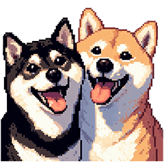 [LINEスタンプ] ドット絵 なかよし 柴犬 黒柴 40種