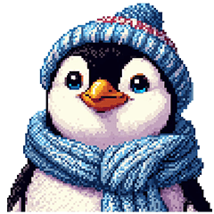 [LINEスタンプ] ドット絵 ペンギン 冬支度 40種 冬 定番