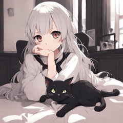 [LINEスタンプ] 黒猫と少女