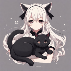 [LINEスタンプ] 黒猫と猫耳少女