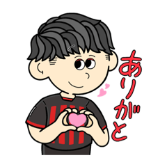 [LINEスタンプ] 赤と黒のタテジマのチームが好きくん