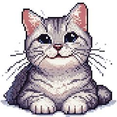 [LINEスタンプ] ドット絵 サバトラ 猫 日常会話 40種