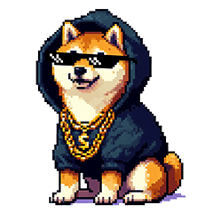 [LINEスタンプ] ドット絵 ラッパーな柴犬 シバイヌ