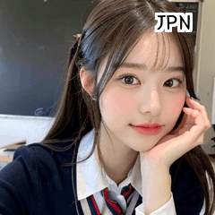 [LINEスタンプ] JPN かわいい韓国の制服の女の子の画像（メイン）