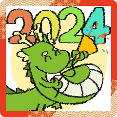 [LINEスタンプ] あけおめドラゴン 2024（緑）