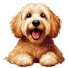 [LINEスタンプ] ドット絵 ラブラドゥードル ゴールド 40種