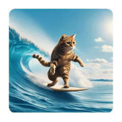 [LINEスタンプ] 波に乗る猫