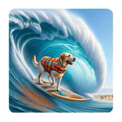 [LINEスタンプ] 波に乗る犬