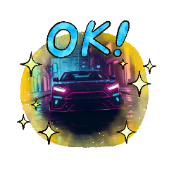 [LINEスタンプ] cyberpunk car