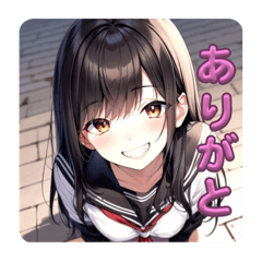 [LINEスタンプ] 黒髪セーラー服美少女ですが、なにか？2