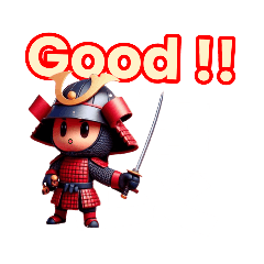 [LINEスタンプ] かわいいサムライの3Dスタンプ (英語編)