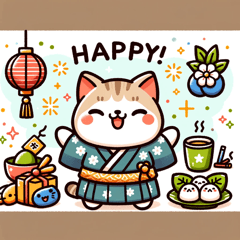 [LINEスタンプ] 新年を祝う猫