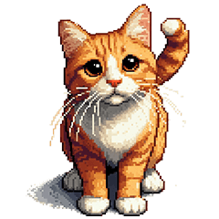 [LINEスタンプ] ドット絵 キジトラ 猫 日常会話 40種