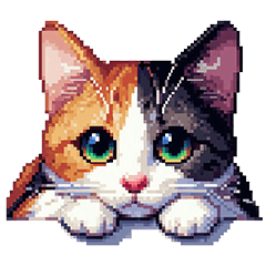 [LINEスタンプ] ドット絵 三毛猫 猫 日常会話 40種