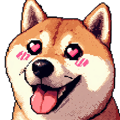 [LINEスタンプ] 大好きを伝える柴犬 ドット絵 40種 すき